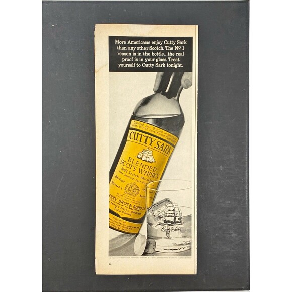 Cutty Sark Blended Scots Whiskey "The Proof is in Your Glass" Vtg Print Ad 1968 - Picture 3 of 3